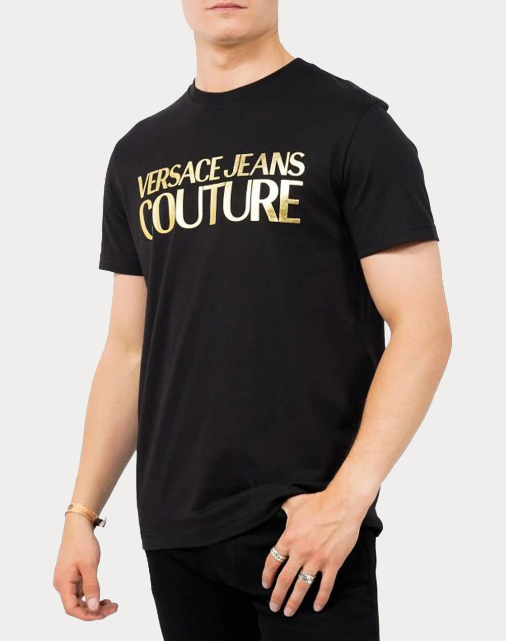 VERSACE JEANS 77GAHT05CJ00T 77UP600 S LOGO INSTIT. THICK FOIL MENS T-SHIRT