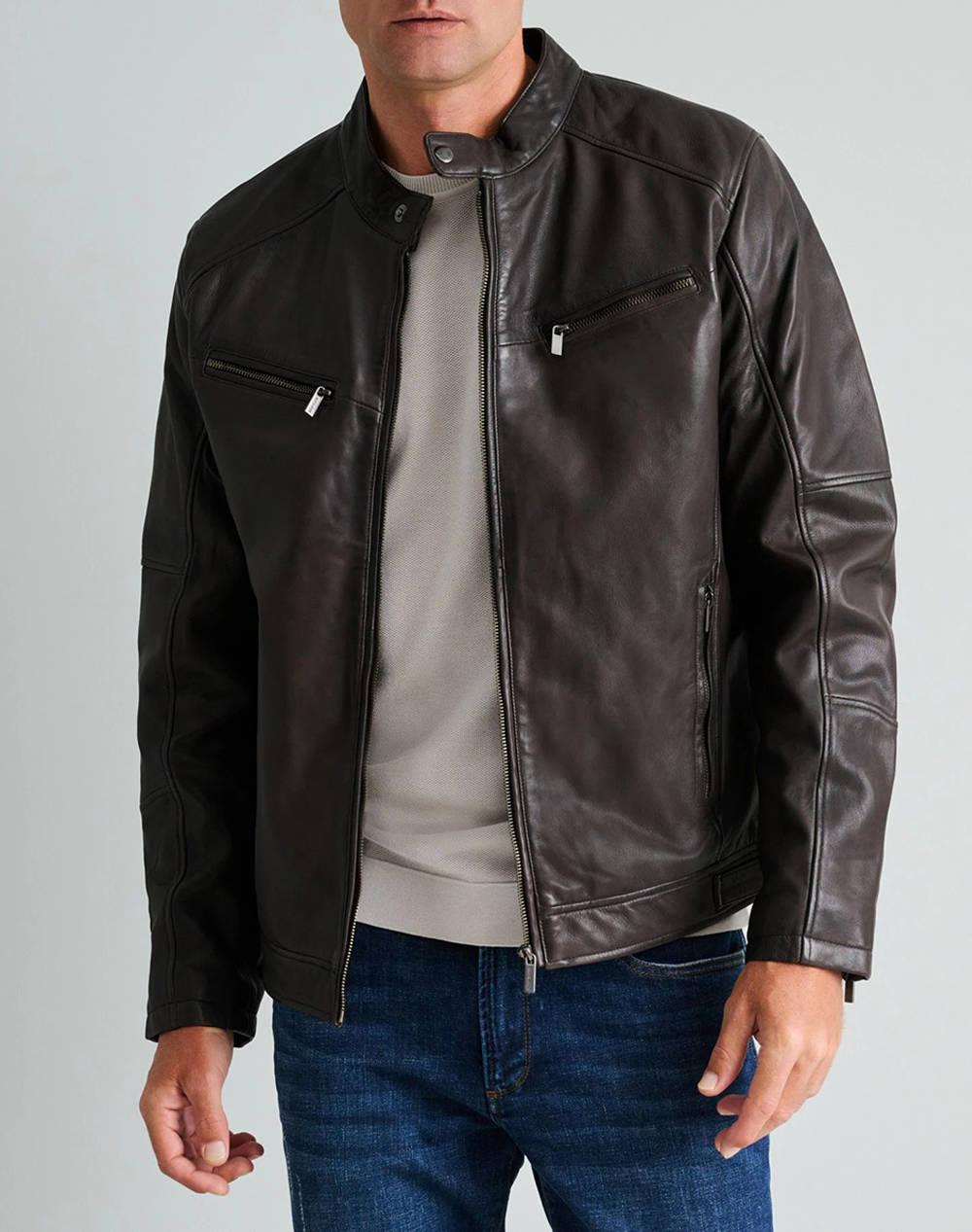 NAVY&GREEN LEATHER JACKET