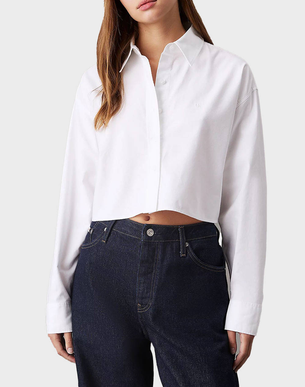 CALVIN KLEIN JEANS OXFORD LS CROPPED SHIRT