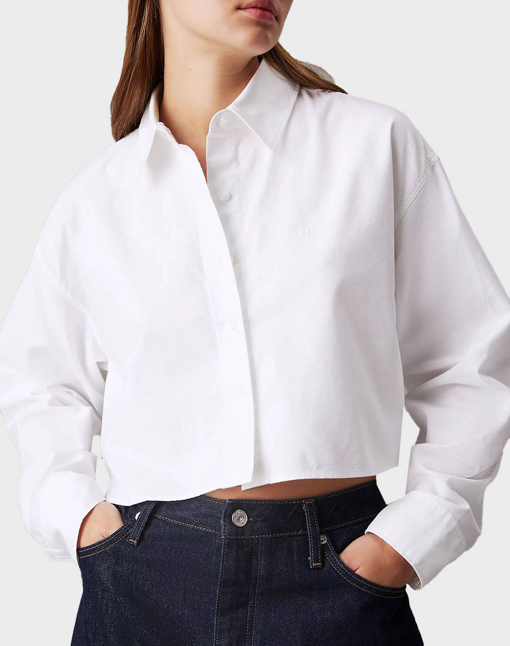 CALVIN KLEIN JEANS OXFORD LS CROPPED SHIRT