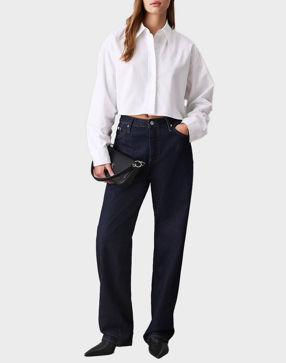 CALVIN KLEIN JEANS OXFORD LS CROPPED SHIRT