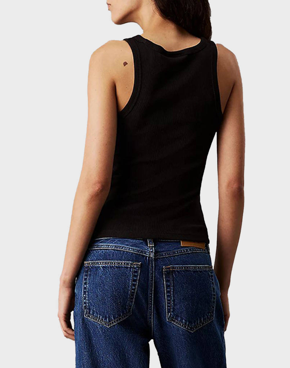 CALVIN KLEIN JEANS WOVEN LABEL RIB TANK TOP