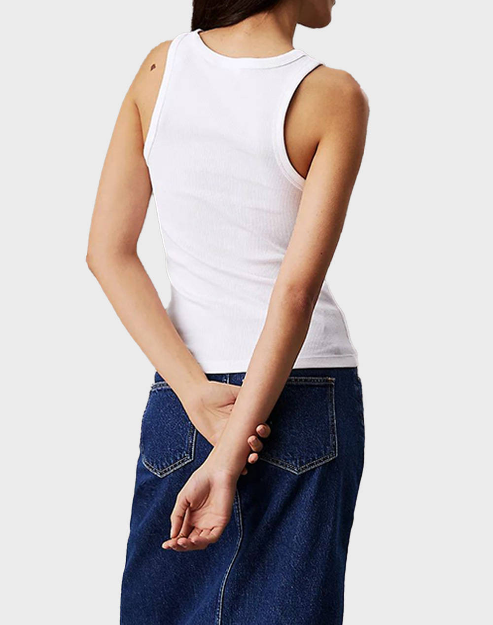 CALVIN KLEIN JEANS WOVEN LABEL RIB TANK TOP