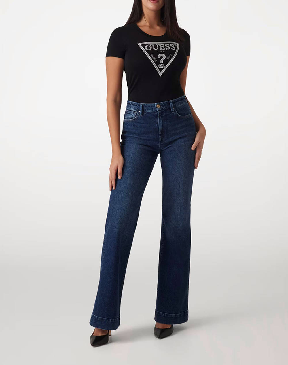 GUESS SS CN SHINY TRIANGLE TEE WOMENS T-SHIRT