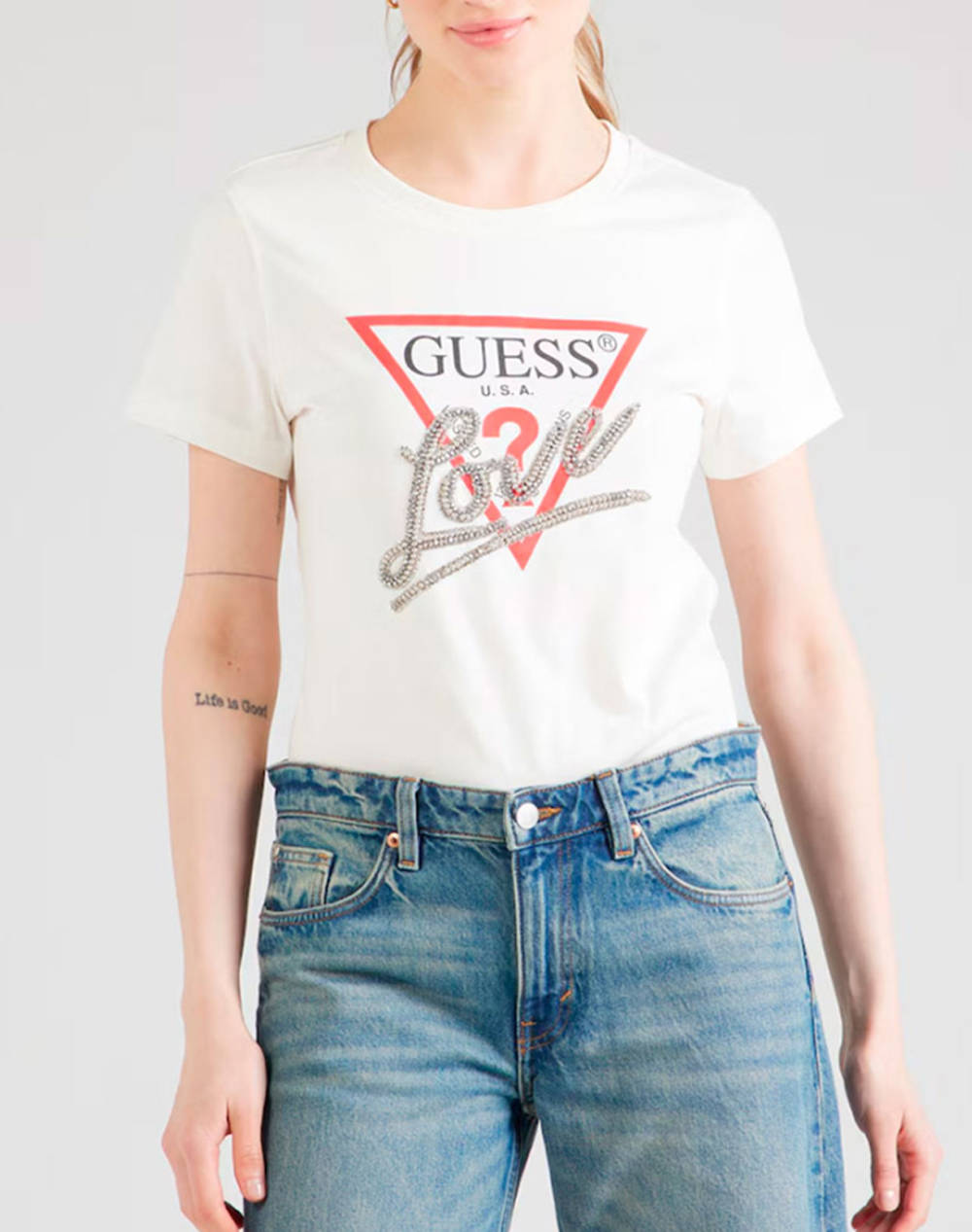 GUESS SS CN TRIANGLE LOVE TEE ДАМСКА ТЕНИСКА