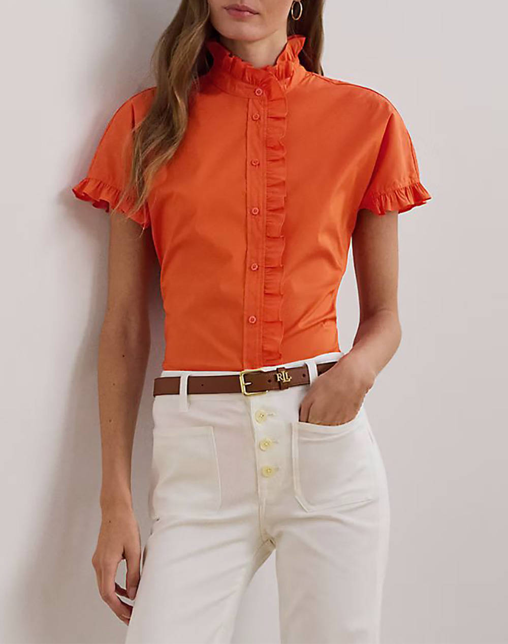 LAUREN RALPH LAUREN SILKY STRTCH COTTON-SHIRT