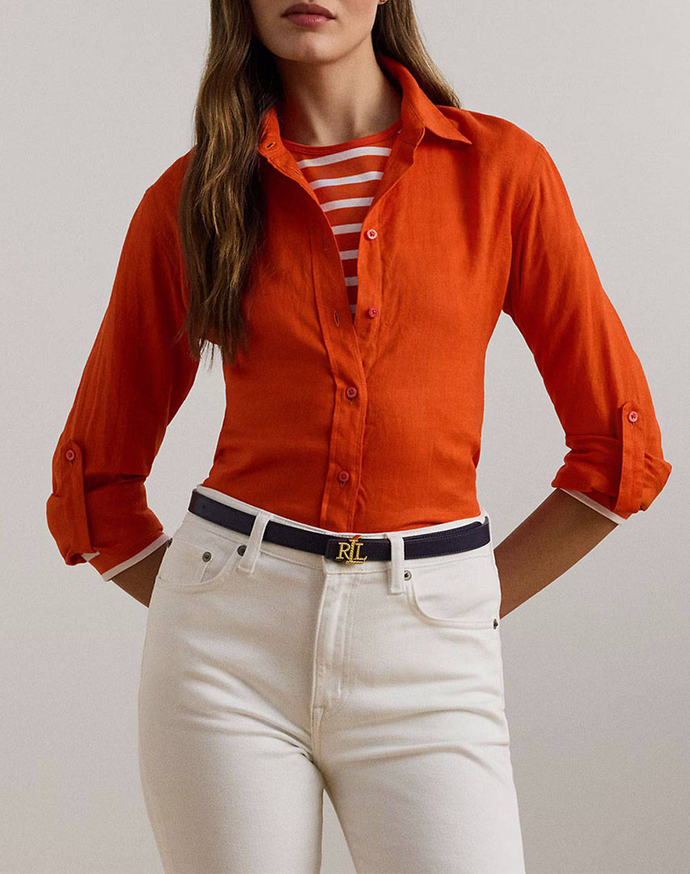 LAUREN RALPH LAUREN TISSUE LINEN-SHIRT