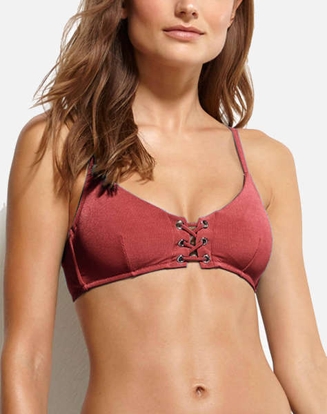 WATERCULT SUMMER SOLIDS LACED BRALETTE BIKINI TOP БЛУЗА