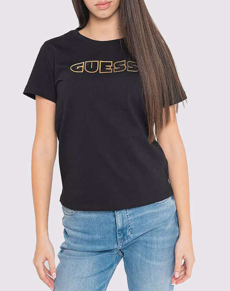 GUESS SS CN GLOSSY LOGO TEE WOMEN''S BLOUSE