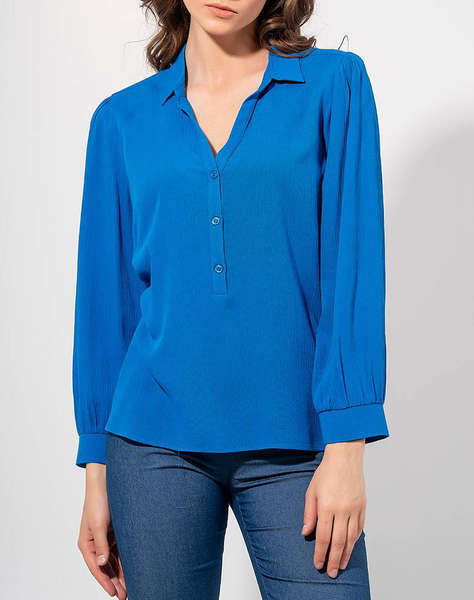 MAKI PHILOSOPHY Waffle blouse with collar and placket