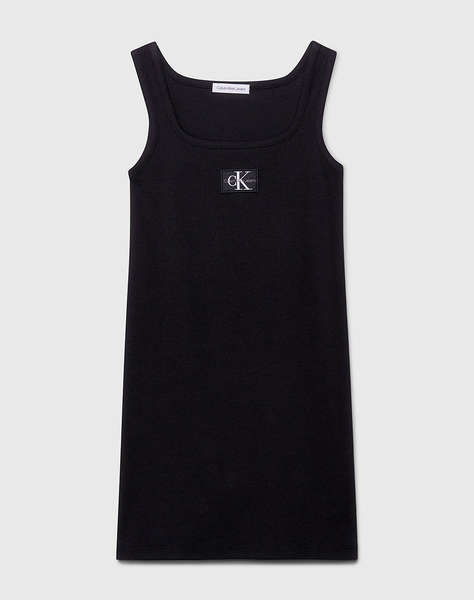 CALVIN KLEIN RIB BADGE SQUARE NECK TANK DRESS