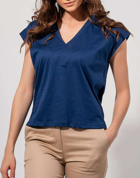 MAKI PHILOSOPHY Flare V blouse with facets