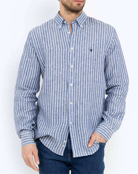 THE BOSTONIANS РИЗА ACORN ЛЕН REGULAR FIT Stripe LINEN Button-down Regular Fit