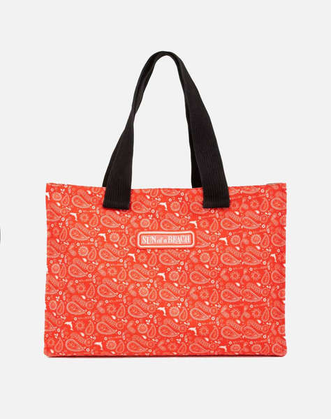 SUN OF A BEACH Red Bandana | Tote Beach Bag (Размери: 53 x 36 x 11 см)