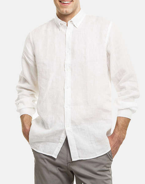 THE BOSTONIANS РИЗА ЛЕН REGULAR FIT Plain LINEN Button-down Regular Fit