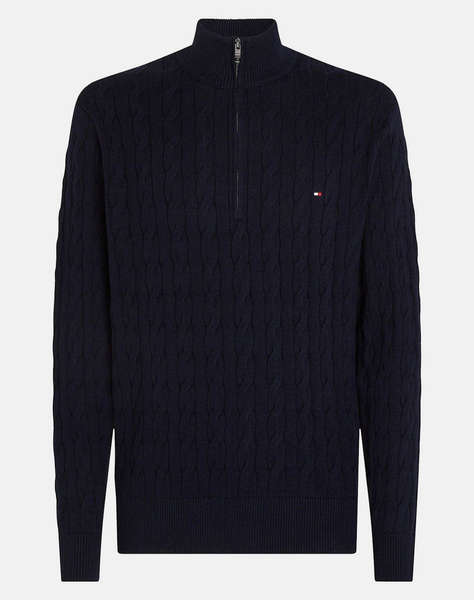 TOMMY HILFIGER CLASSIC COTTON CABLE ZIP MOCK