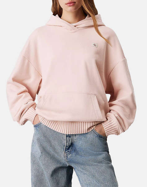 CALVIN KLEIN WOVEN LABEL PEACHED HOODIE