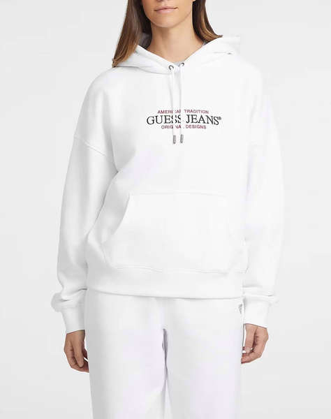 GUESS JEANS GJ HOOD OS AMERICAN - ORGANIC CO/PL SOFT FLEECE 350 SWEATSHIRTS W