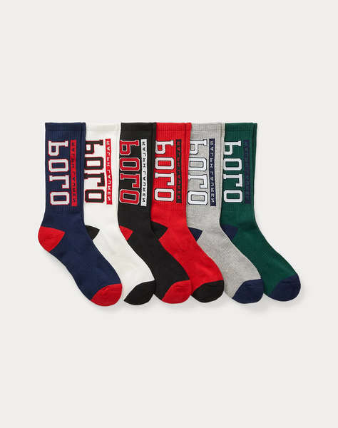 RALPH LAUREN BIG POLO CRW-CREW SOCK-6 PACK