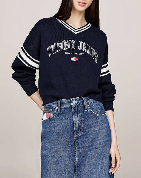 TOMMY JEANS TJW CRP VARSITY V-NECK SWEATER