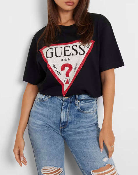 GUESS SS CN SHINY TRIANGLE TEE WOMEN''S T-SHIRT