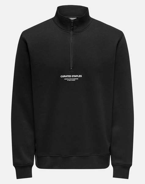 ONLY &SONS ONSCURATED REG HALF ZIP SWEAT NOOS