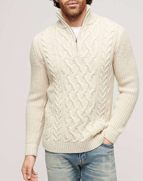 SUPERDRY D1 OVIN JACOB CABLE KNIT HALF ZIP MEN''S KNIT