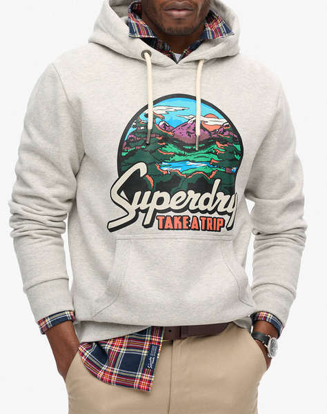 SUPERDRY TRAVEL POSTCARD GRAPHIC HOOD SWEATSHIRTS