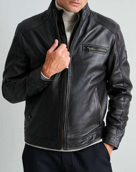 NAVY&GREEN LEATHER JACKET