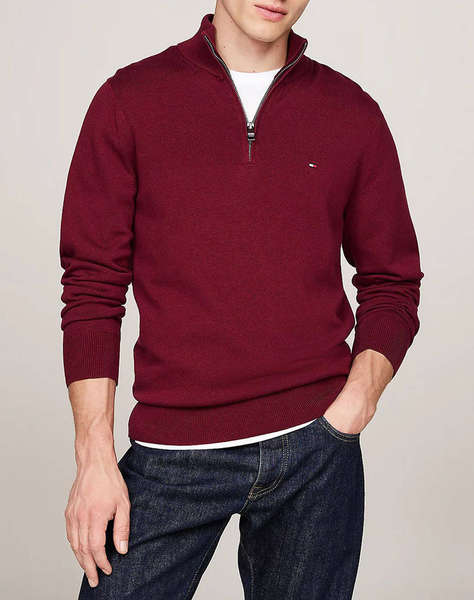 TOMMY HILFIGER PIMA ORG CTN CASHMERE ZIP MOCK