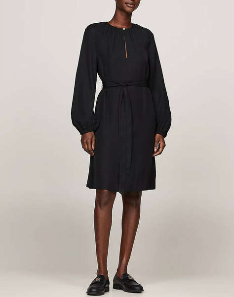 TOMMY HILFIGER FLUID VIS GATHERED BELTED DRESS