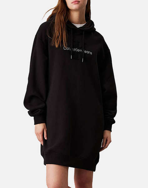 CALVIN KLEIN CHENILLE MONOLOGO HOODIE DRESS