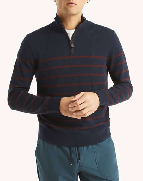 NAUTICA KNIT T-SHIRTMMNAVTECH STRIPED 1/4 ZIP (12GG)