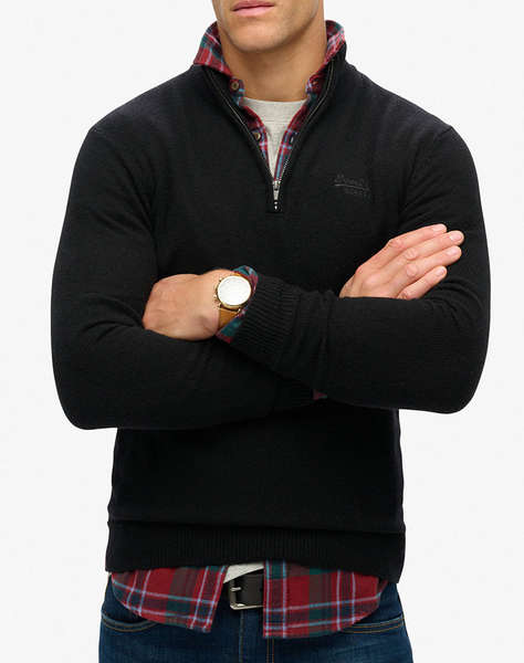 SUPERDRY D2 OVIN ESSENTIAL EMB KNIT HALF ZIP MEN''S KNIT