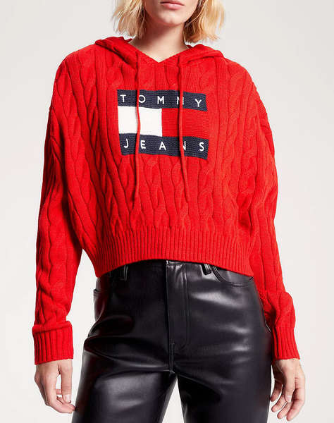 TOMMY JEANS TJW CENTER FLAG CABLE HOODIE