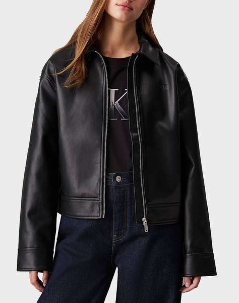 CALVIN KLEIN JEANS FAUX LEATHER ZIPPED JACKET