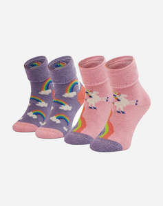 HAPPY SOCKS RAINBOW & UNICORN TERRY ДЕТСКИ ЧОРАПИ 2 БРОЯ