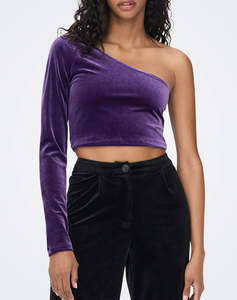 ONLY ONLSMOOTH ONE SHOULDER VELVET TOP JRS