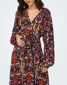 ONLY ONLCARLA LIFE L/S MIDI WRAP DRESS PTM