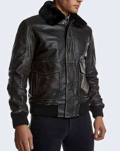 BIZZARO 2124504 SHORT LEATHER JACKET WITH FUR