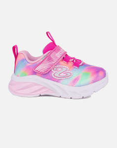 SKECHERS Bungee And Strap Sneaker W/ Multi Print & Sparkle Mesh Upper