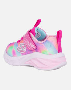 SKECHERS Bungee And Strap Sneaker W/ Multi Print & Sparkle Mesh Upper