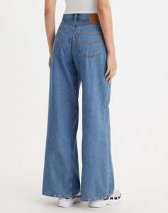 LEVIS PLEATED BAGGY WIDE LEG MED INDIGO - WORN IN