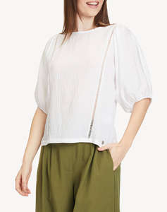 TAMARIS CIRELLA Puffsleeve blouse with handcraft detail