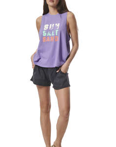 BODY ACTION WOMENS ENJYME WASH OVERSIZED TANK