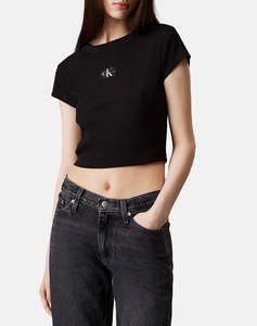 CALVIN KLEIN WOVEN LABEL RIB BABY TEE