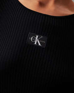 CALVIN KLEIN WOVEN LABEL SS SWEATER DRESS