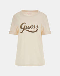 GUESS SS CN GLITTERY LOGO TEE WOMENS T-SHIRT