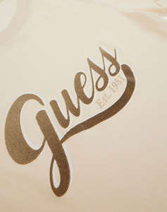 GUESS SS CN GLITTERY LOGO TEE WOMENS T-SHIRT