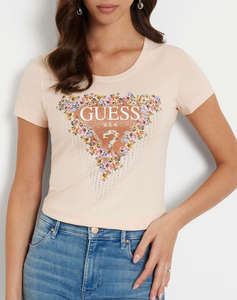 GUESS SS CN BOUQUET TRIANGLE TEE WOMENS T-SHIRT